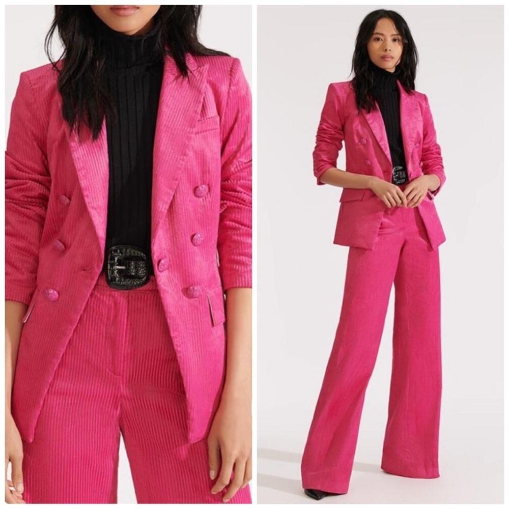 Veronica Beard Gaya Velvet Double Breasted Dickey Blazer Jacket Pink Size 0